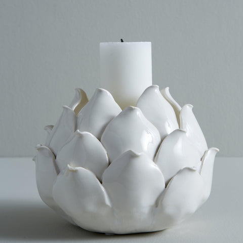 Porcelain Flower Tealight Holder - Pure White