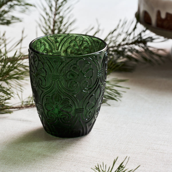 Set of Four Decorative Water Tumblers - Green