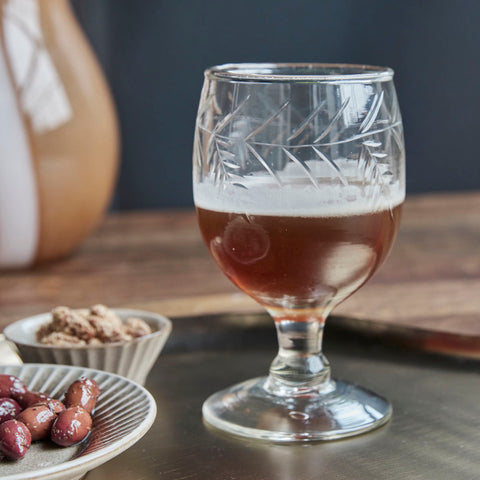 etched wine beer glass