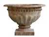 large rustic iron pedestal urn planter