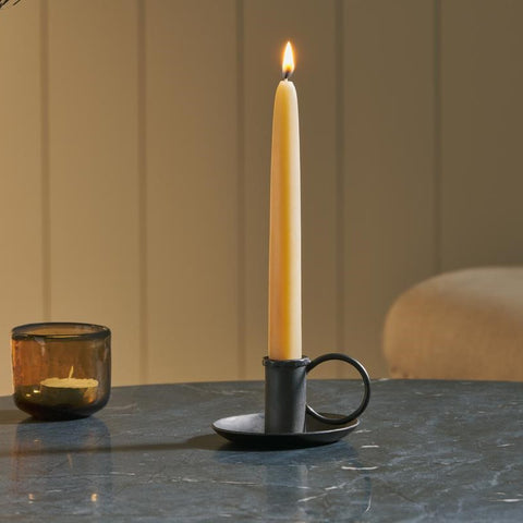 Hand Forged Black Iron Chamberstick Candle Holder