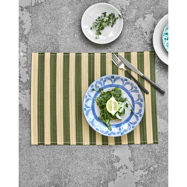 Handmade Bamboo and Cotton Placemat - Green and Natural - Set of 4