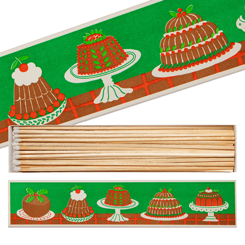 Extra Long Matches in Long Letterpress Printed Luxury Matchbox Christmas Puddings