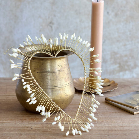 Golden Heart Decoration with Pearl Detail