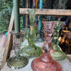 Recycled Glass Candlestick - H 17cm - Dusty Pink or Dusty Green