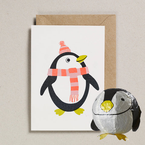 Japanese Paper Balloon Card - Penguin