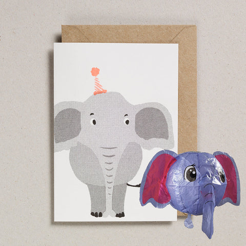 Japanese Paper Balloon Card - Elephant