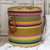 Colourful Woven Lidded Laundry Basket