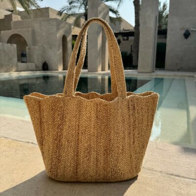 Natural Scallop Tote Bag - Large - Braided Rug Company