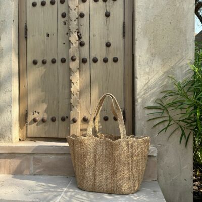 Natural Scallop Tote Bag - Large - Braided Rug Company