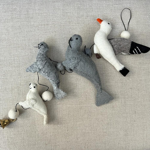 Handmade Felt Seals and Seagull String - Fairtrade