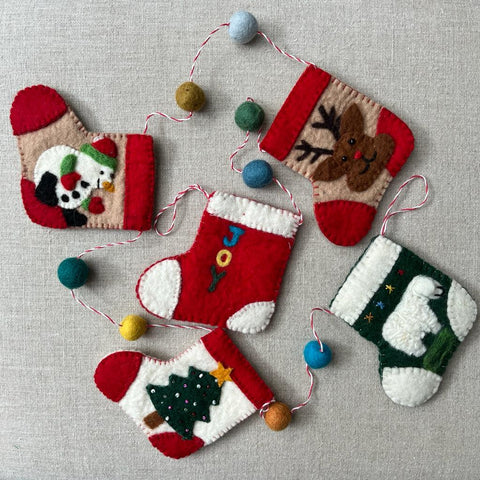 Handmade Felt Christmas Stocking Garland - Fairtrade