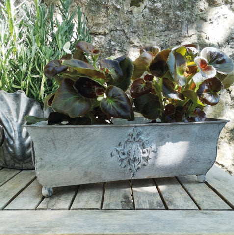 Vintage Style Metal Planter with Antique Stone Finish