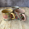 Small Handmade Ceramic Mug by Virginia Graham - Floral with Stripes