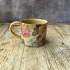 Small Handmade Ceramic Mug by Virginia Graham - Floral with Stripes