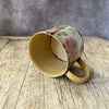 Small Handmade Ceramic Mug by Virginia Graham - Floral with Stripes - Yellow