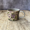 Small Handmade Ceramic Mug by Virginia Graham - Floral with Stripes - Pale Blue