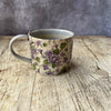 Small Handmade Ceramic Mug by Virginia Graham - Floral with Stripes - Blue
