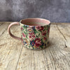 Small Handmade Ceramic Mug by Virginia Graham - Floral with Stripes