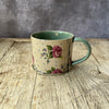 Small Handmade Ceramic Mug by Virginia Graham - Floral with Spots - Soft Green