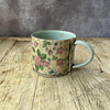 Small Handmade Ceramic Mug by Virginia Graham - Floral with Spots - Duck Egg Blue