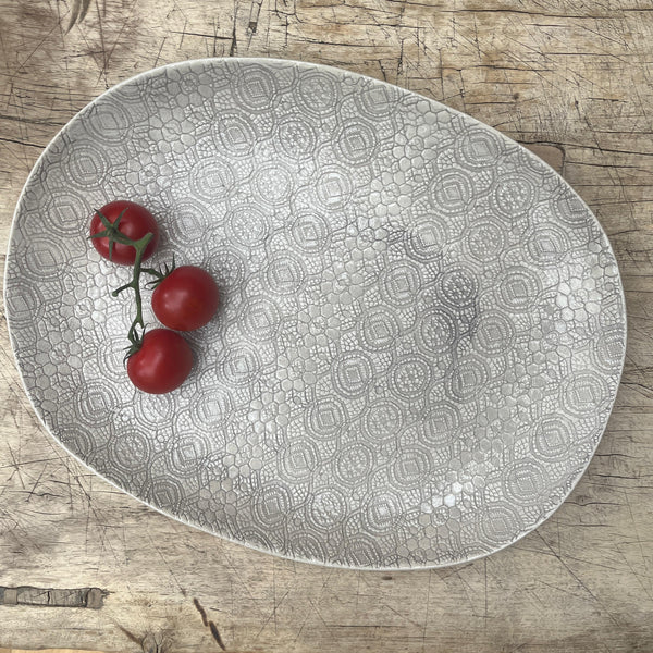 Wonki Ware Large Meat Platter - Warm Grey Lace