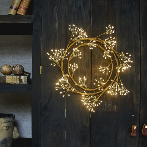 LED Woodland Swirl Wreath - Brown - Mains