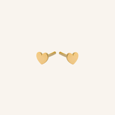 Mini Heart Stud Earrings - Gold - Pernille Corydon