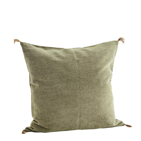 Washed Cotton Cushion - Olive Green