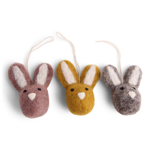 Set of Three Hanging Mini Bunny Faces