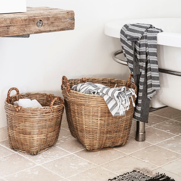 set of two bamboo storage baskets