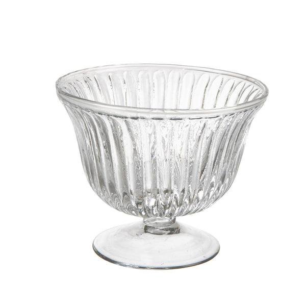 Ribbed Glass Footed Bowl - Greige - Home & Garden - Chiswick, London W4 