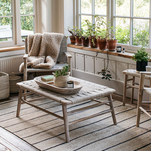 Woven Rope and Mango Wood Coffee Table