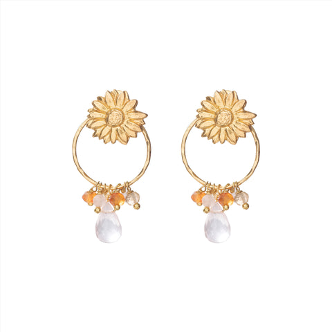Euphoria Rose Quartz Carnelian Citrine Gold Plated Earrings - A Beautiful Story