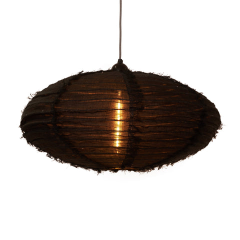 Large Oval Linen Lampshade - Carbon