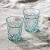 Decorative recycled glass embossed water tumbler set of four
