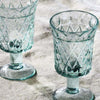 Decorative Embossed Recycled Glass Wine Glasses Set of Four