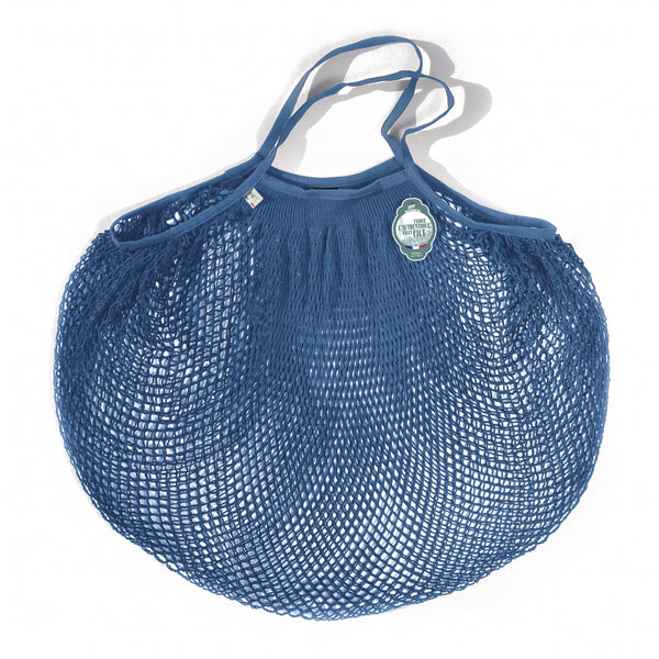 Extra Large String Net Cotton Bag for Storage Denim Blue Filt France