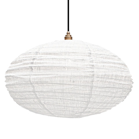 Large Oval Kapok Fabric Lampshade White