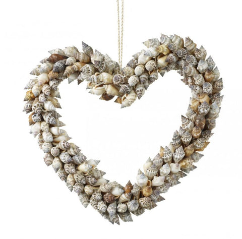 Natural Shell Heart Hanging Wreath - Greige - Home & Garden - Chiswick, London W4 