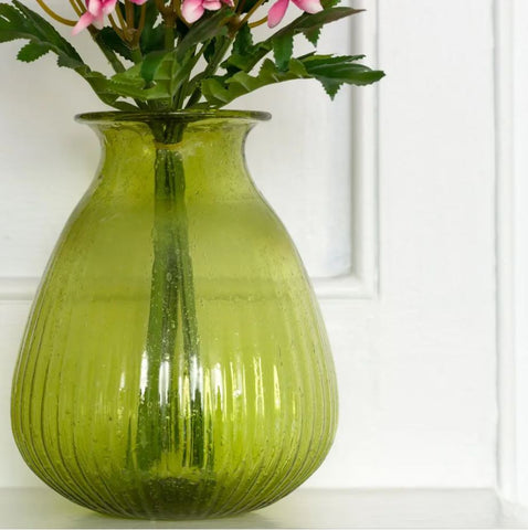 Small Recycled Glass Vase jade Green