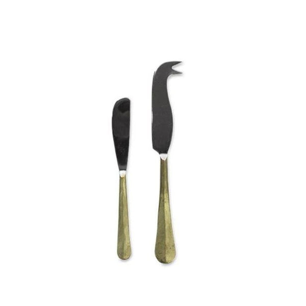 Set of Cheese and Butter Knives Brushed Gold Finish