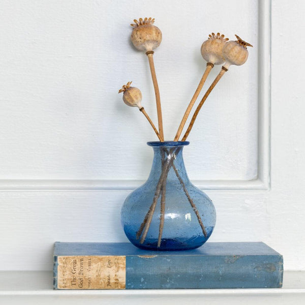 recycled glass vase lapis blue
