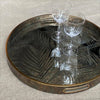 large gold mirrored tray round with fern decoration