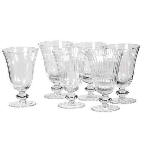 Fine Ribbed Clear Glass Wine Glasses and Champagne Flutes - Set of 6 - Greige - Home & Garden - Chiswick, London W4 