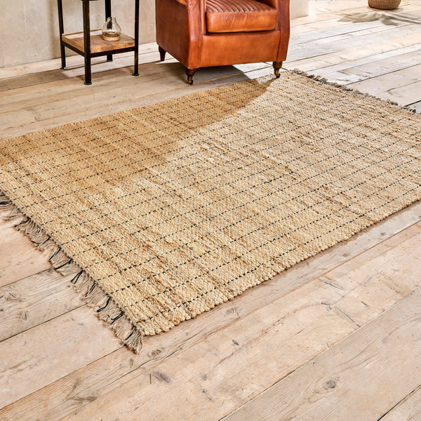 Braided Hemp Rug Natural & Black Two Sizes