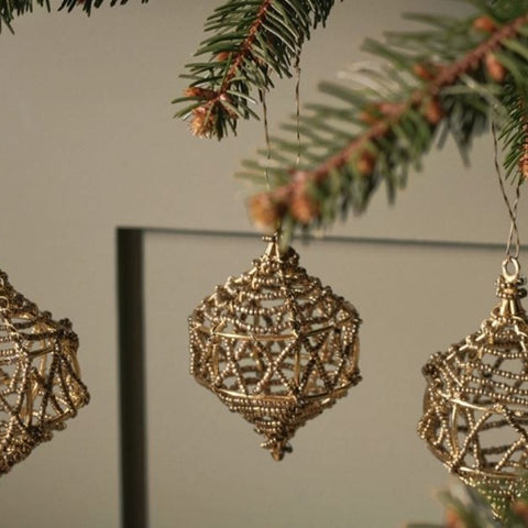 Beaded Brass Wire Baubles - Set of Three