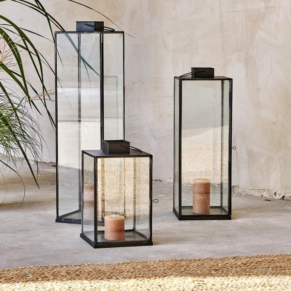 Tall Antiqued Metal Box Lantern - Sienna - Three Sizes - Greige - Home & Garden - Chiswick, London W4 