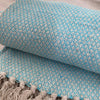 Turquoise Recycled Cotton Diamond Pattern Throw