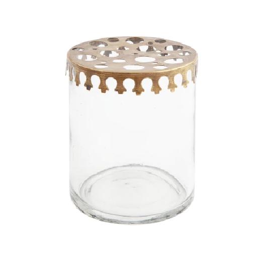 Glass Jar Vase with Brass Lid - Walther & Co, Denmark - Greige - Home & Garden - Chiswick, London W4 